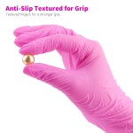 Segbeauty Protective Gloves 100PCS, Pink-Large, Chemical and Puncture Resistant with Anti-Slip Textured Fingertips