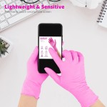 Segbeauty Protective Gloves 100PCS, Pink-Large, Chemical and Puncture Resistant with Anti-Slip Textured Fingertips