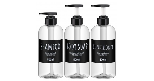 Shampoo And Conditioner Dispenser Refillable Black/white - Temu