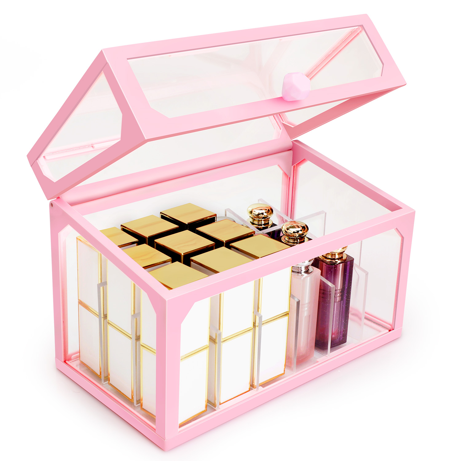 Pink Cosmetic Storage Cabinet With Lipstick Tray,makeup Storage